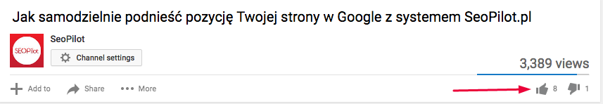 Polubienia pod wideo youtube