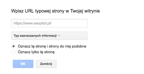 Google Search Console -Marker danych