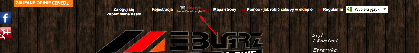 Przykład koszyka, który jest mało widoczny