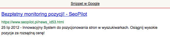 Snippety w systemie SeoPilot