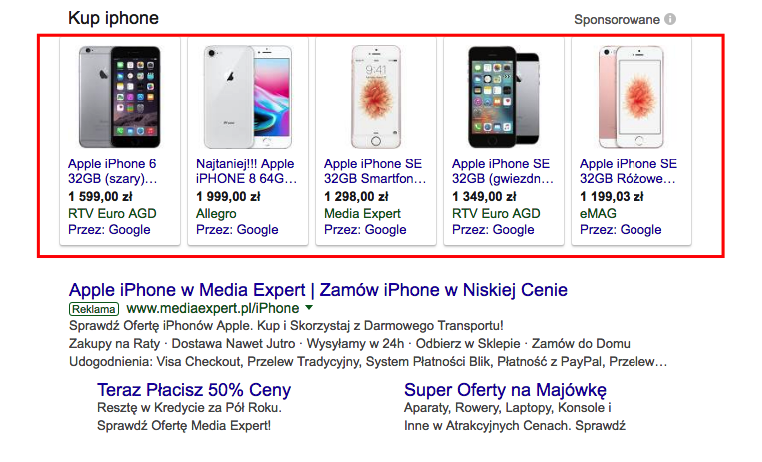 Google Shopping - przykłady reklamy