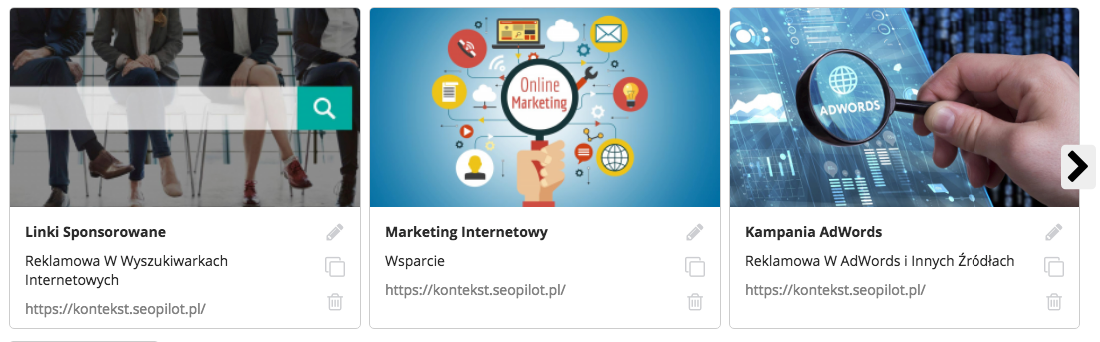 Reklama na Facebooku - karuzela