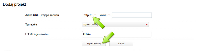 Dodawanie projektu w Seopilot