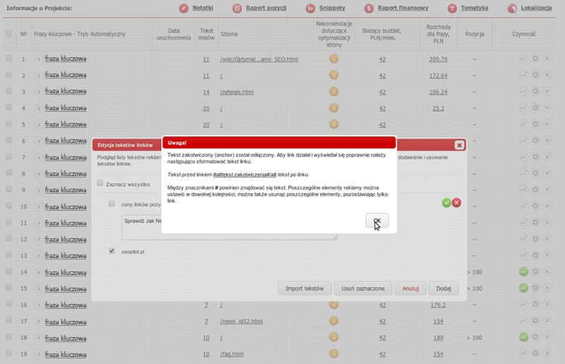 Link w otoczeniu tekstu
