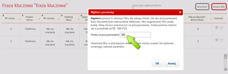 Pozycjonowanie za pomocą Asystenta