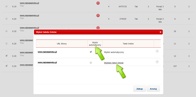 Wybór tekstu okołolinkowego dla linku