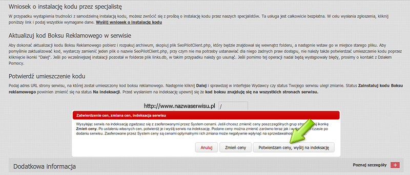 Kod reklamy w seopilot giełda