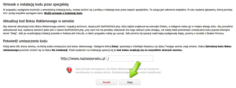 Indeksacja serwisu w seopilot