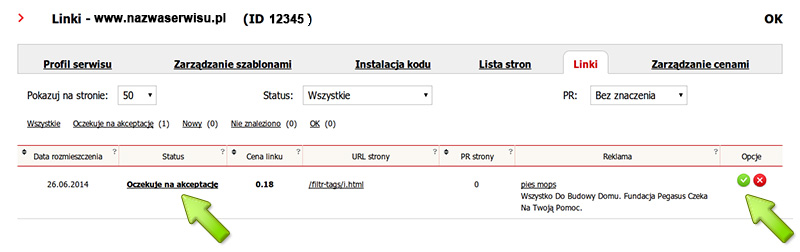 Potwierdzanie linków w seopilot