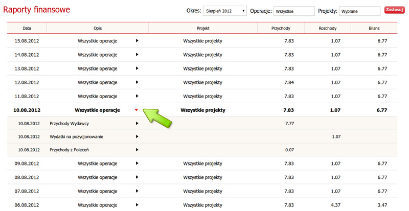 Operacje i transakcje na koncie seopilot