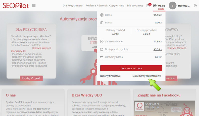 Pobierz fakturę w seopilot