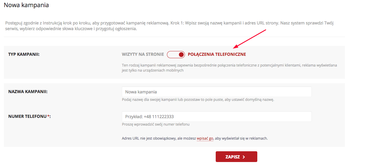 Google AdWords Tylko połączenia - konfiguracja