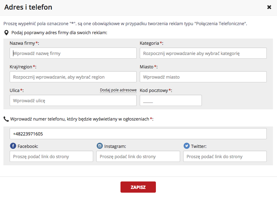 Konfiguracja kampanii tylko połączenia w SeoPilot